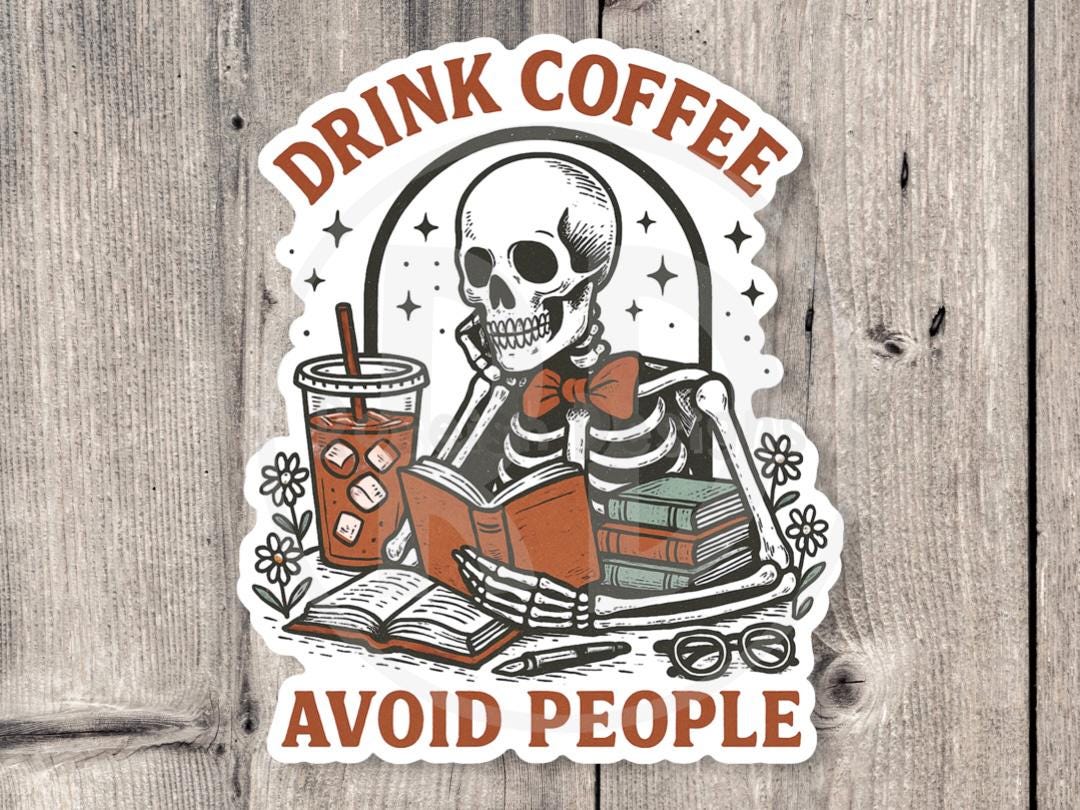 Funny Anti-social Coffee - Vinyl Sticker