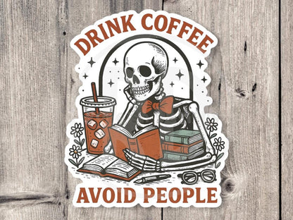 Funny Anti-social Coffee - Vinyl Sticker