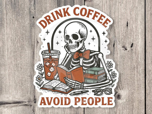 Funny Anti-social Coffee - Vinyl Sticker
