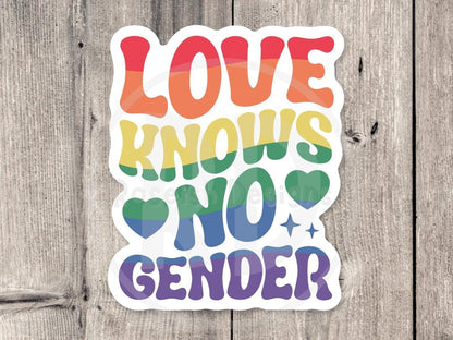 Pride sticker, LGBTQ+ support, pride flag, rainbow, all for love, love for all water bottle sticker, laptop sticker, love knows no gender
