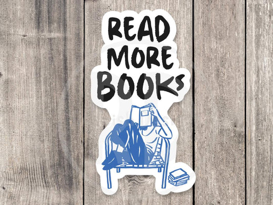 Read More Books sticker, book worm, book nerd quote, funny bookish water bottle sticker, reading quotes, book lover gift