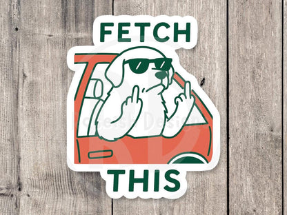 Fetch This, funny dog water bottle sticker, dog mom gifts, dog lovers, laptop sticker, pet owner, adult humor, offensive sticker