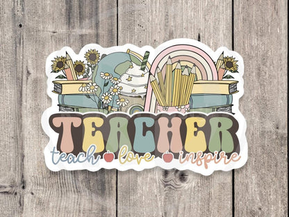 Teacher heart sticker, teacher appreciation gift, classroom stickers, back to school, gift for educators, teaching laptop sticker