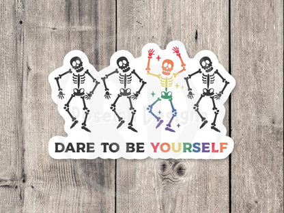 Pride sticker, LGBTQ+ support, pride flag, rainbow, all for love, love for all water bottle sticker, laptop sticker, dare to be yourself