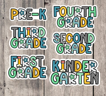 Back to School Sticker, Grade Level Water Bottle Sticker, 1st Grade, 2nd Grade, 3rd Grade, 4th Grade, Pre-K, Student Gift, Kids