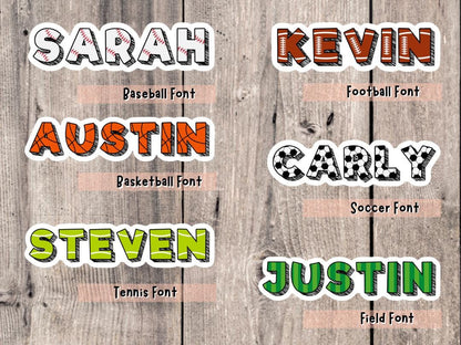 Custom Sports Name Stickers, Kids Sports Team Personalized Water Bottle Sticker, School Team Laptop Sticker, Gift for Kids