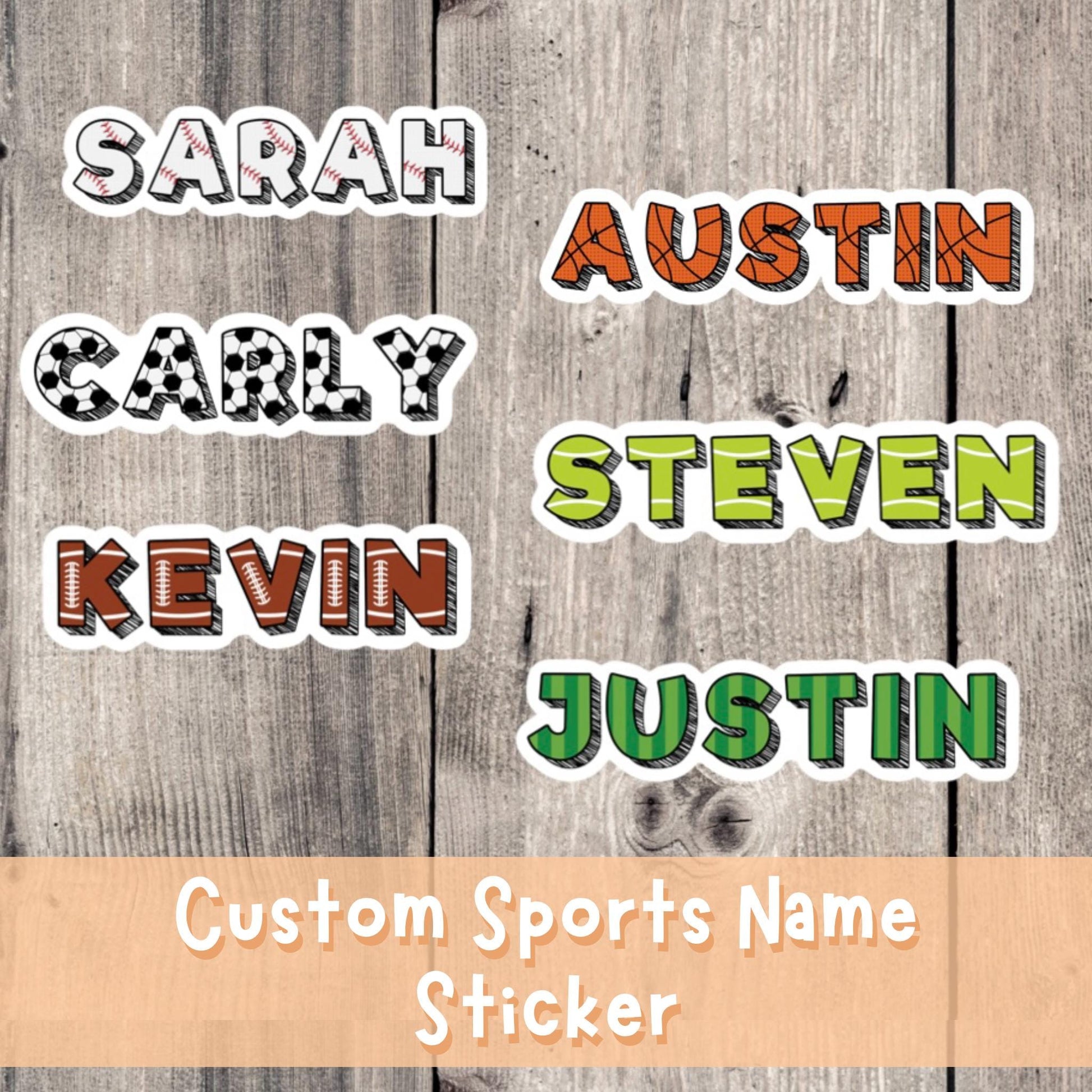 Custom Sports Name Stickers, Kids Sports Team Personalized Water Bottle Sticker, School Team Laptop Sticker, Gift for Kids