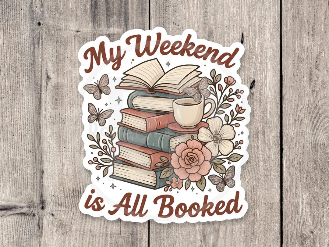 Booked Weekend Water Bottle Sticker: Bookworm Reading Quote