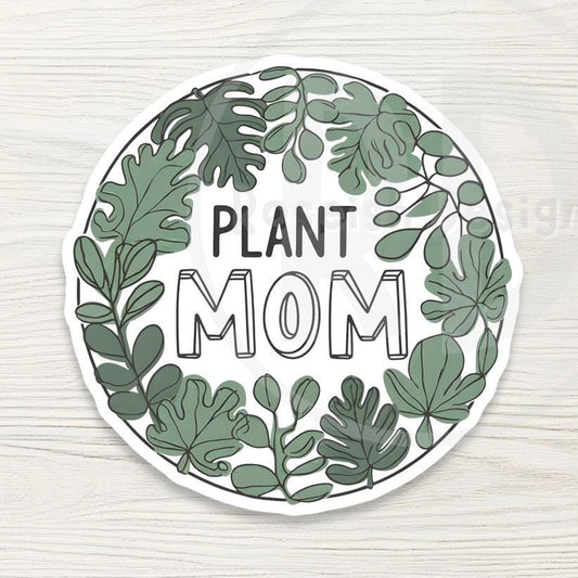 Plant Mom Vinyl Water Bottle Sticker - Gardening Gift