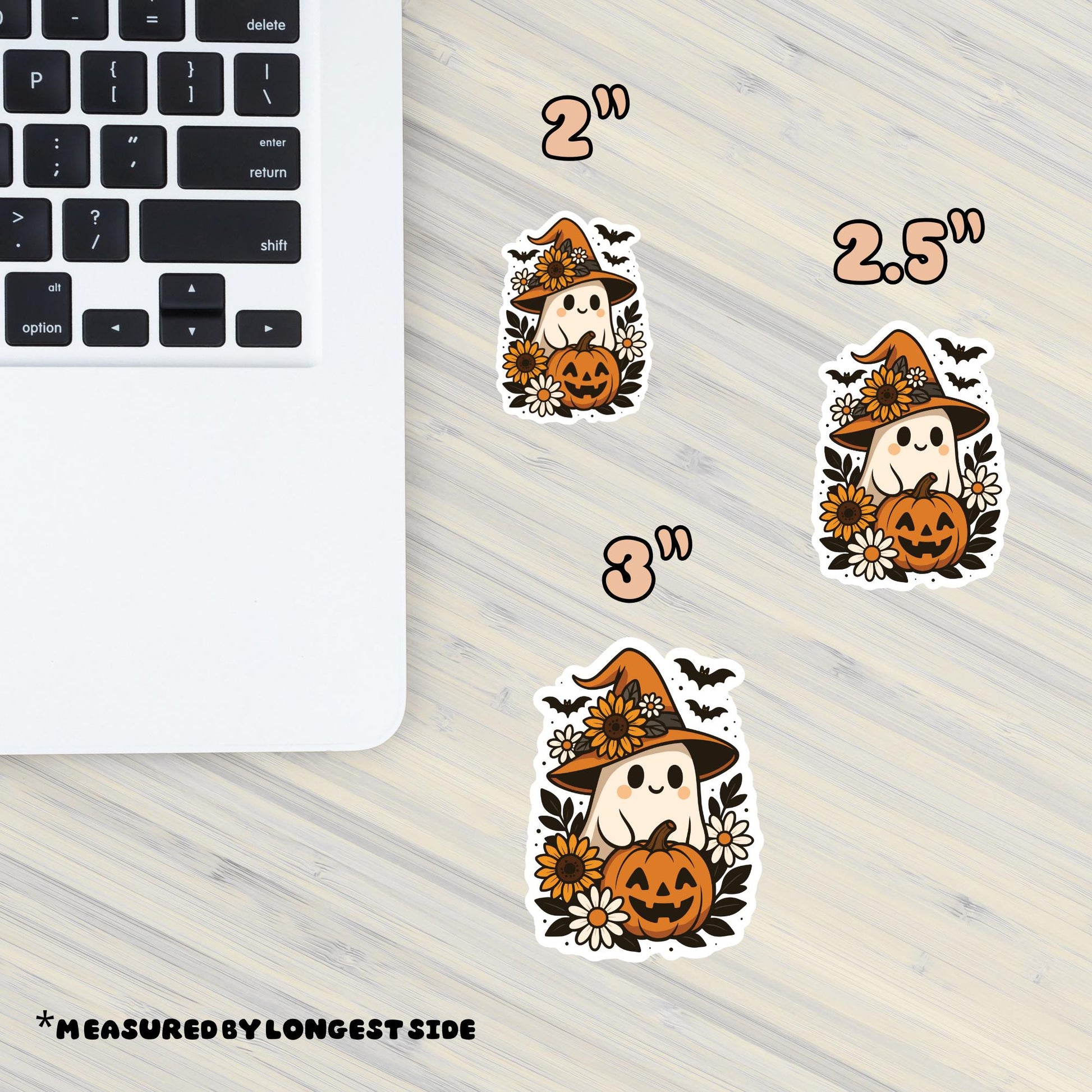 Ghost with Pumpkin Sticker – Spooky Halloween Fall Vinyl Decal