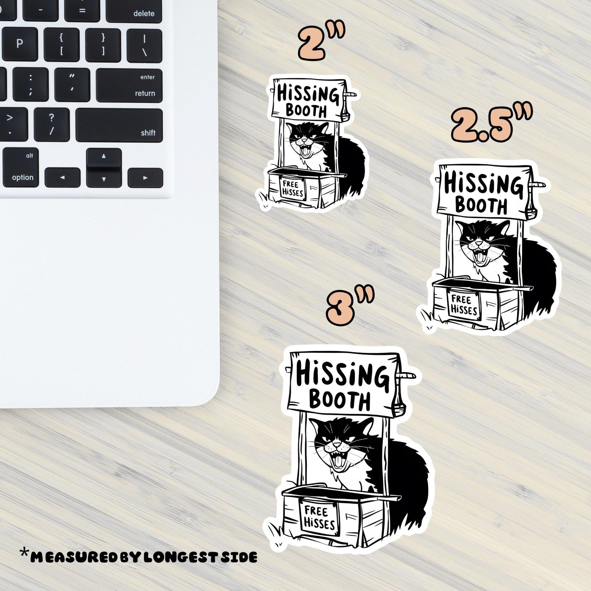 Hissing Booth Cat Vinyl Water Bottle Sticker: Funny Angry Cat