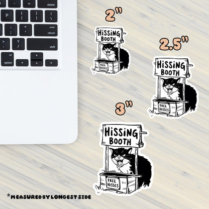 Hissing Booth Cat Vinyl Water Bottle Sticker: Funny Angry Cat
