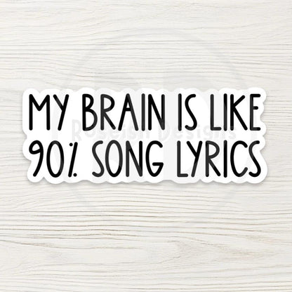 Song Lyrics Brain Vinyl Sticker, Music Lover Gift