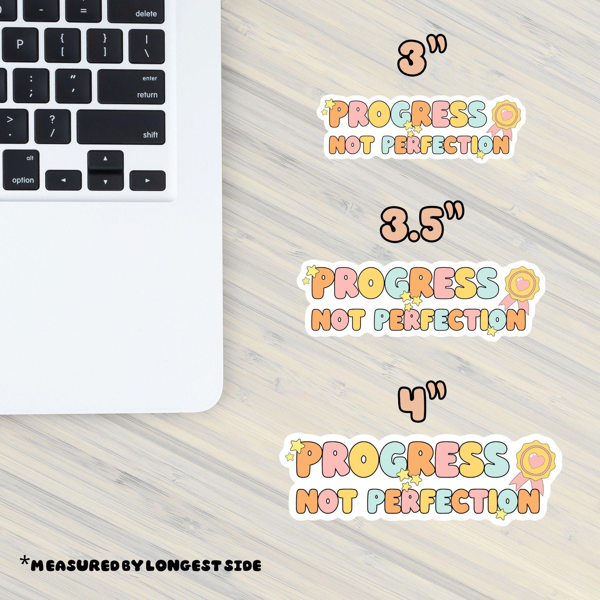 Progress Not Perfection Sticker – Cute Motivational Pastel Vinyl Water Bottle Sticker, Self Care & Mental Health Affirmation Sticker