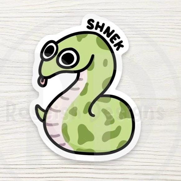Derpy Snake Water Bottle Sticker: Shnek, Funny Meme, Reptile Lover Gift