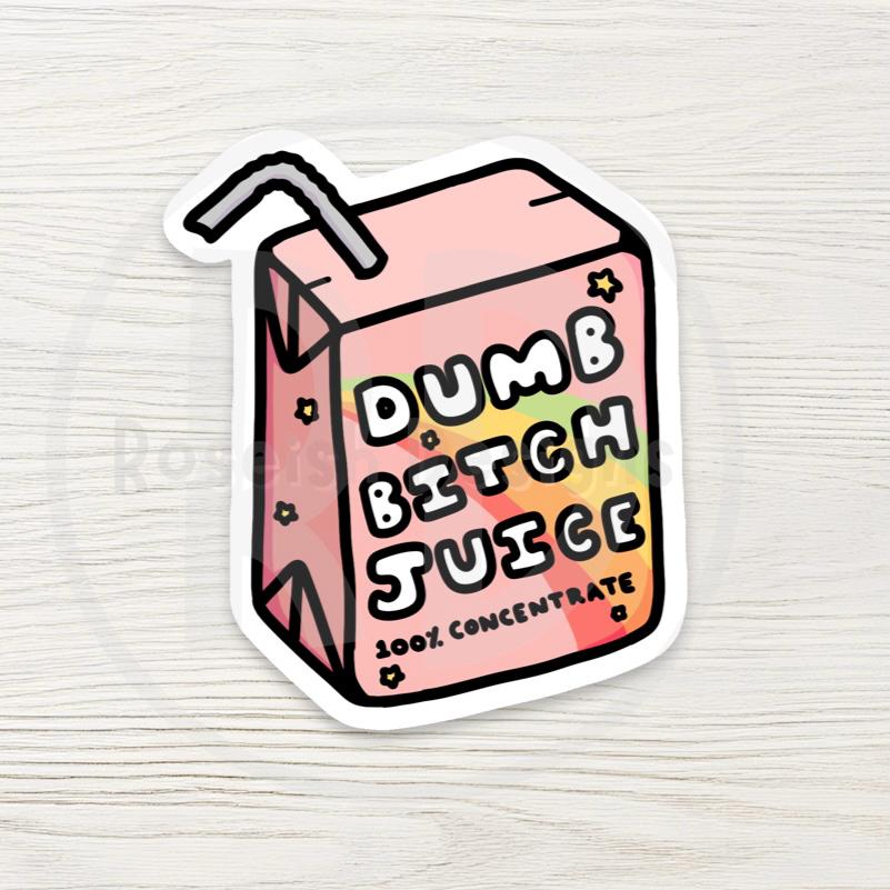 Juice Box Water Bottle Sticker, Dumb Bitch Juice Offensive Decal, Sarcastic Humor Gift, Mental Health Meme