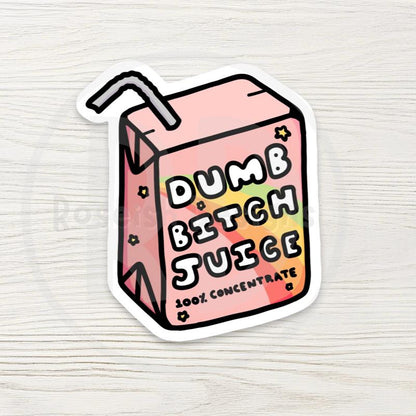 Juice Box Water Bottle Sticker, Dumb Bitch Juice Offensive Decal, Sarcastic Humor Gift, Mental Health Meme