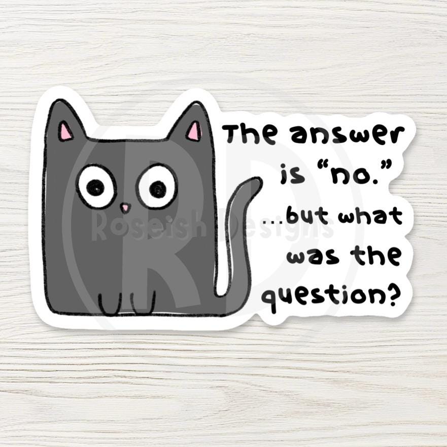 The Answer Is No Sticker, Sassy Cat Decal, Funny Introvert Gift, Dismissive Cat Sticker, Nope Not Today