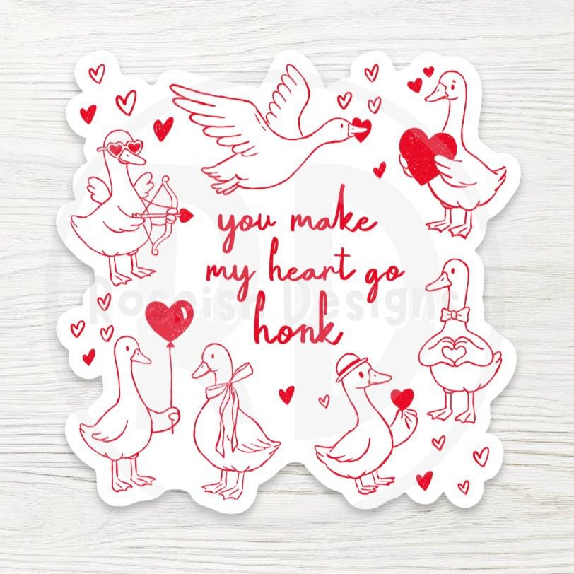 Funny Goose Water Bottle Sticker, Honk Quote, Valentine’s Day Gift