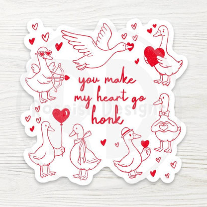 Funny Goose Water Bottle Sticker, Honk Quote, Valentine’s Day Gift