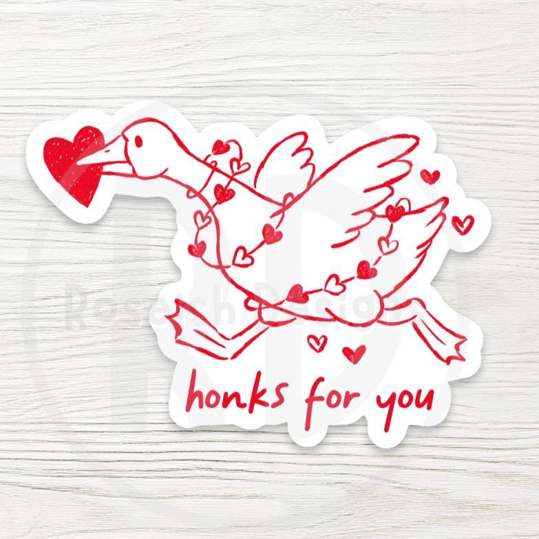 Honks For You Water Bottle Sticker, Funny Goose Love Decal, Silly Bird Pun, Cute Animal Valentine Gift