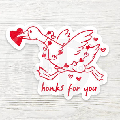 Honks For You Water Bottle Sticker, Funny Goose Love Decal, Silly Bird Pun, Cute Animal Valentine Gift